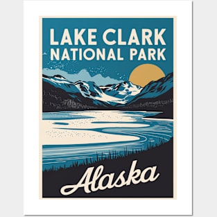 Lake Clark National Park Retro Travel Poster Posters and Art